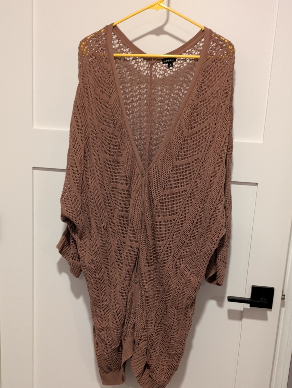 TORRID Dusty Mauve Open-Knit Button Cardigan